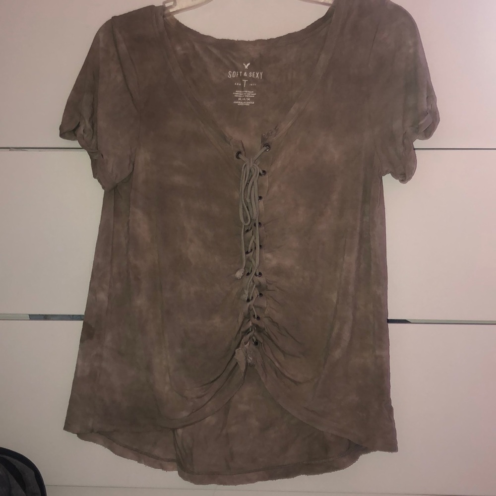 American Eagle Soft&Sexy Lace up Tee